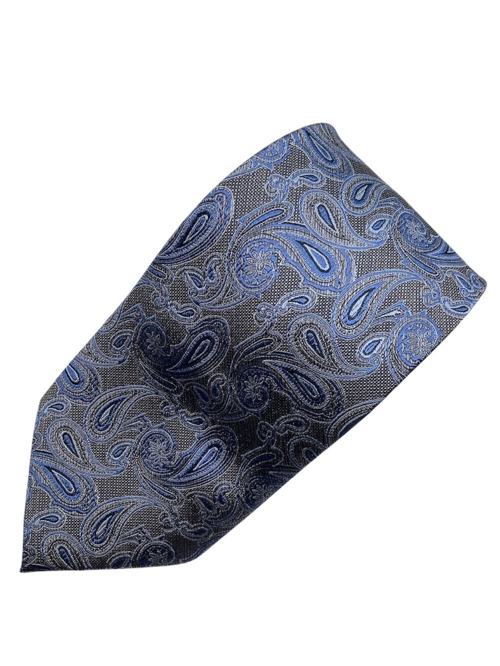 PERRY ELLIS Brown & Blue Paisley Woven Silk Tie